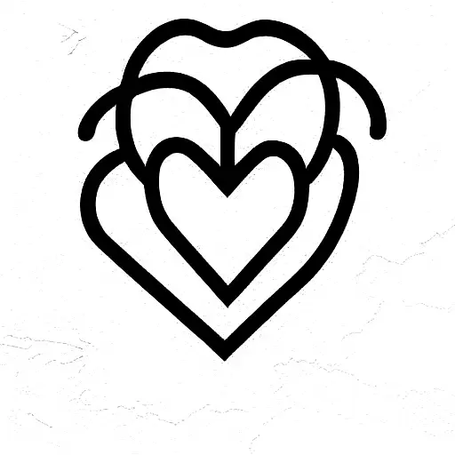 Heart Shape With Map Coordinates Across Middle Over Two Lines