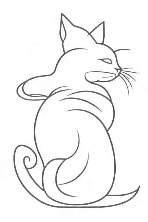 A Cursive L That Is Also A Silhoutte Of A Cat Sitting