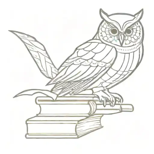 Owl On Bridge Of Books Forming The Shape