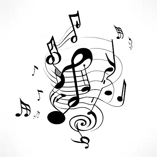 A Coffee Cup With Musical Notes Pouring Out As Steam