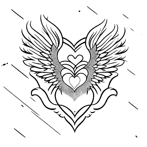 A Sensual Silhouette With Angel Wings Embracing A Heart