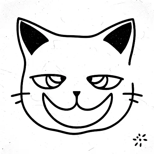 Cute Sideways Happy Cat Outline