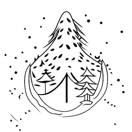 A Minimalist Tattoo Of A Serene Forest Scene With A Hidden Gaming Symbol Incorporated Into The Trees