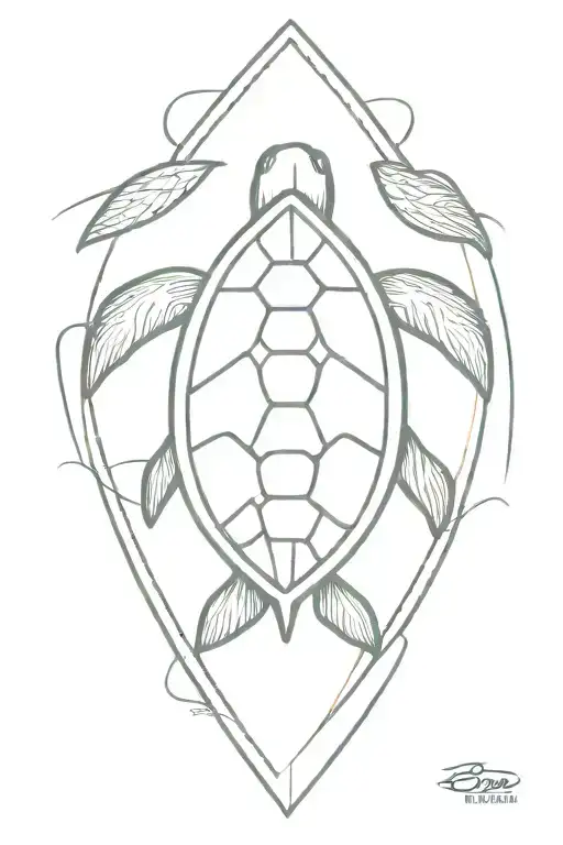 Surfboard With Seas Turtle In It