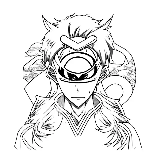 Male Anime Eyes With The Japanese Letter For Gold As Pupil