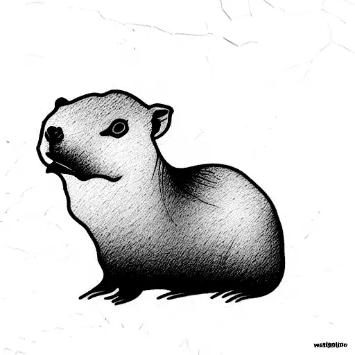 Small Capybara In Water