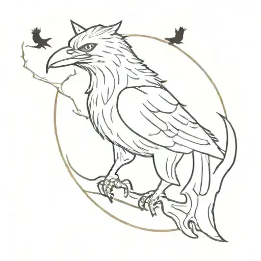 Odin And A Crow Going To Valhalla And A Cat On The Crow