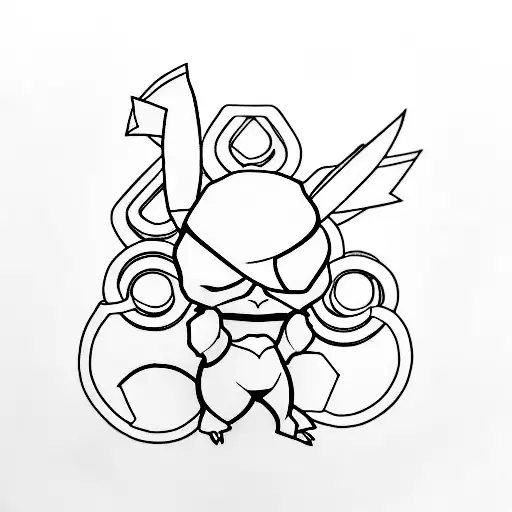 A Minimalist Tattoo Of A Cancer Ribbon Shaped Like A Pokemon Character