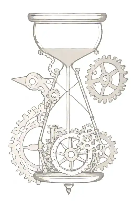 Hourglass With Gears And A Balance Scale