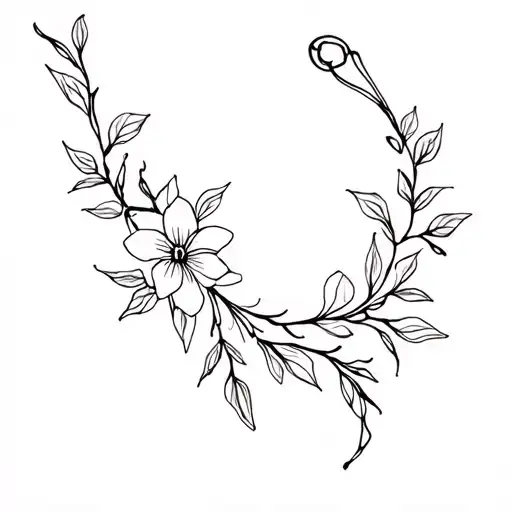 Bracelet Tattoo Vines With Flowers And Leaves