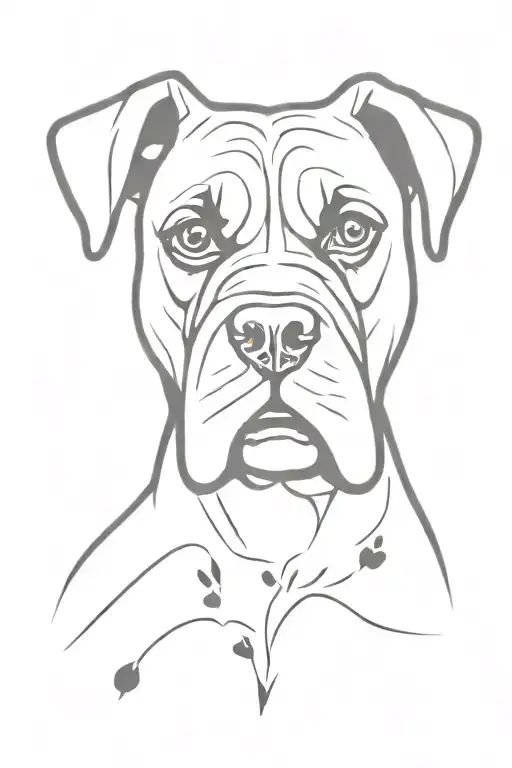 Boxer Dog Silhouette With Paw Print In Middle