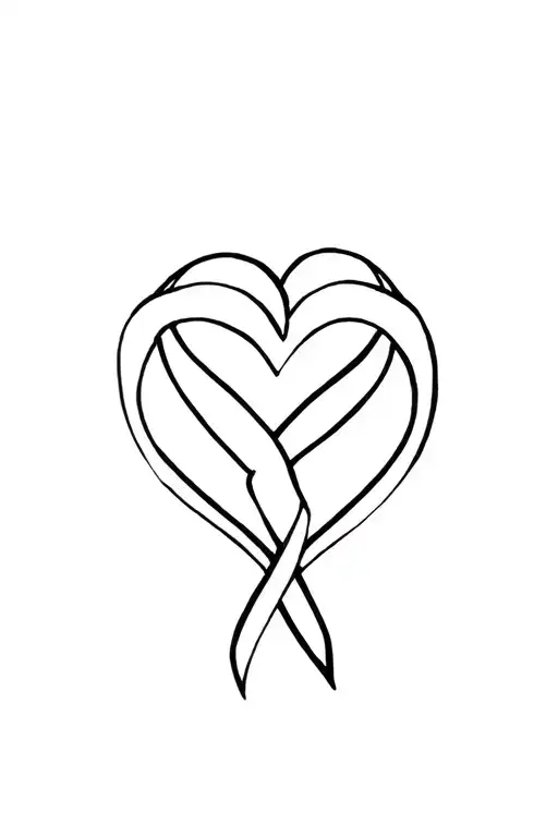 Lung Cancer Ribbon Intertwined Hearts