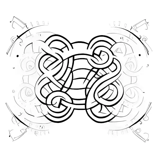 A Minimalist Tattoo Of A Football With Musical Notes Incorporated Into The Design