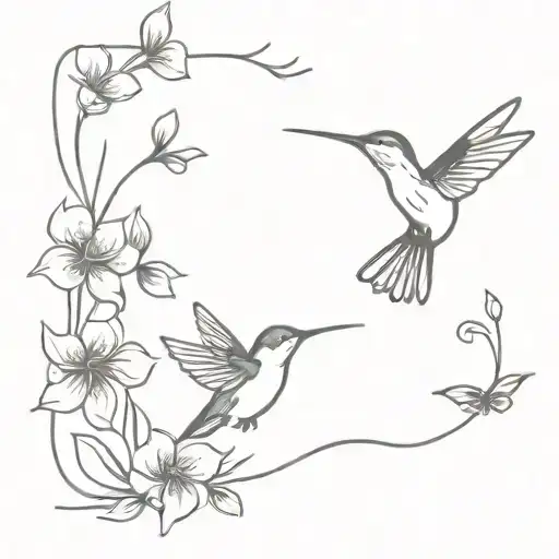 Hummingbird And Butterfly Flying