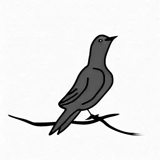 Blue Bird Sitting On A Branch