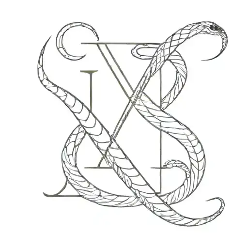 Letter V With A Snake Wrapped