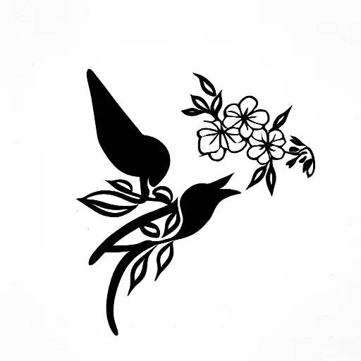 Bird With Blossom Flowers