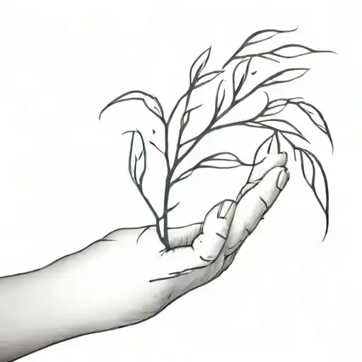 Abstract Tattoo On The Arm From A Willow Branch