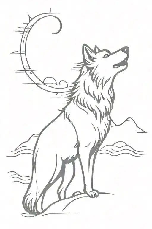 Wolf Howling With Sun Rising
