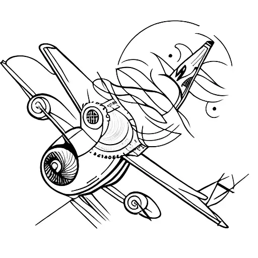 Airplane Sillhouette With Trace Lines