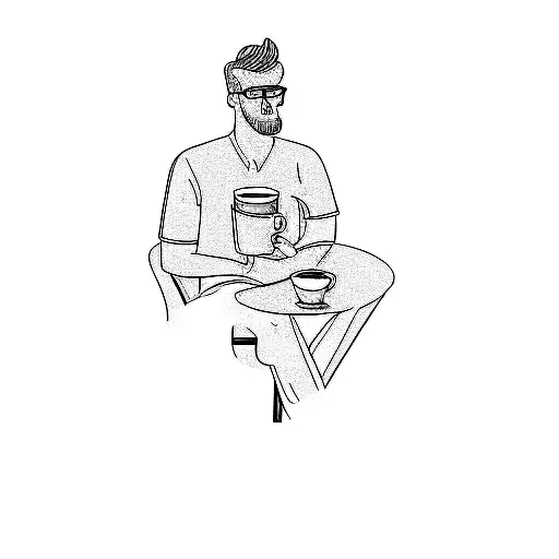 A Man With A Tee Shirt And A Cup Of Coffee