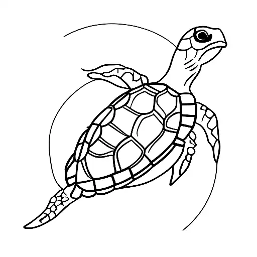 Sea Turtle Minimalistic Side View