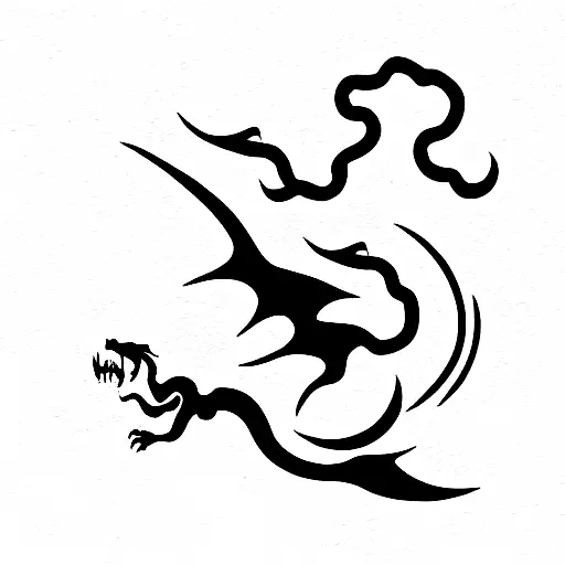 Dragon With Smoke And Clouds