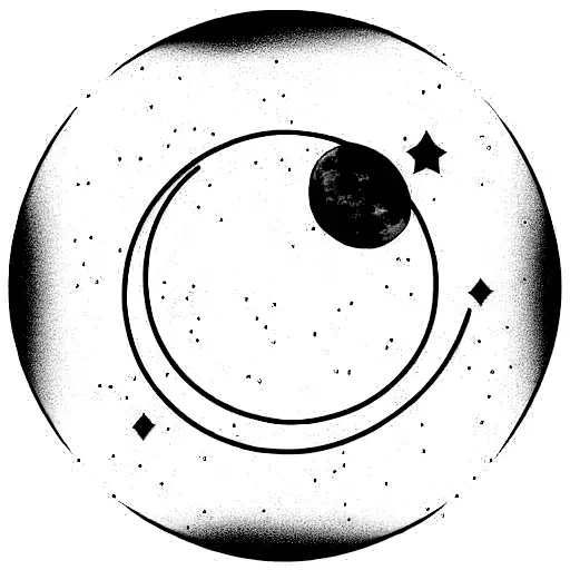 Moon Phase With Three Stars Constellation