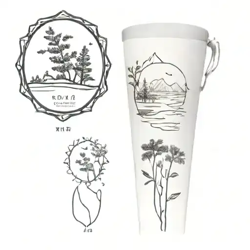 Stamp Tattoo With Nature Scene Inside