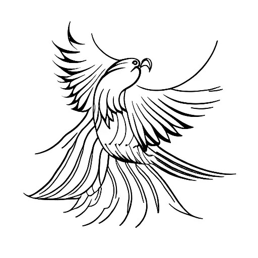 A Minimalist Tattoo Of A Phoenix Bird With The Word 'Introvert' Incorporated Into The Design