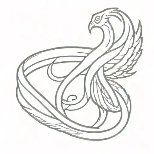 Phoenix And Serpent Ring Surrounded