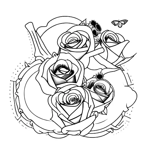 Skeleton Rock And Roll Hand With Sunflowers And Roses