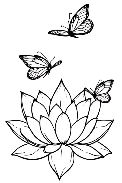 Butterfly X3 On A Lotus Flower Intertwined