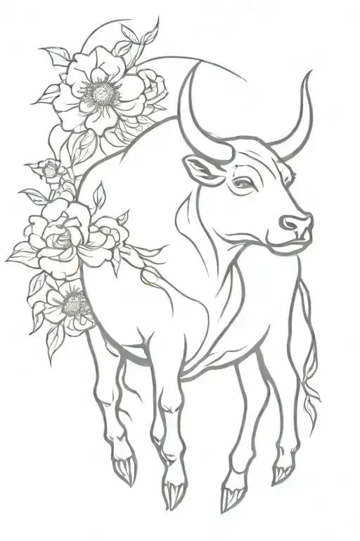Taurus Bull And Flowers