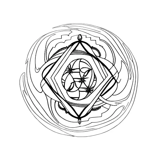 A Minimalist Tattoo Of A Pendulum Suspended Between A Radiant Light And A Haunting Darkness