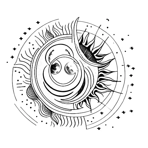 Moon And Sun In Cosmos