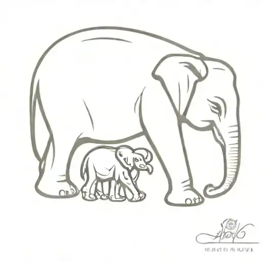 Baby Elephant Walking With Mum