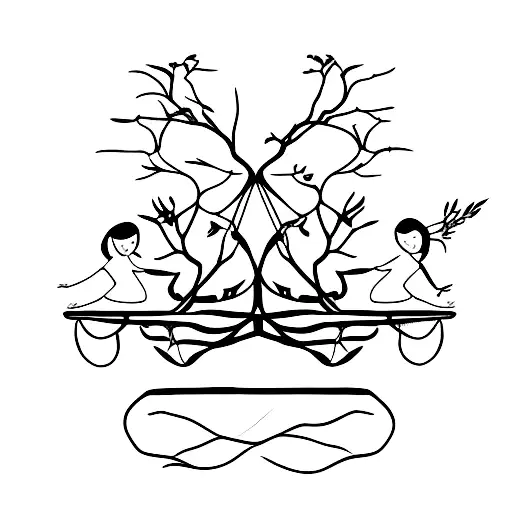 2 Girls On Swing Set Of Tree Of Life