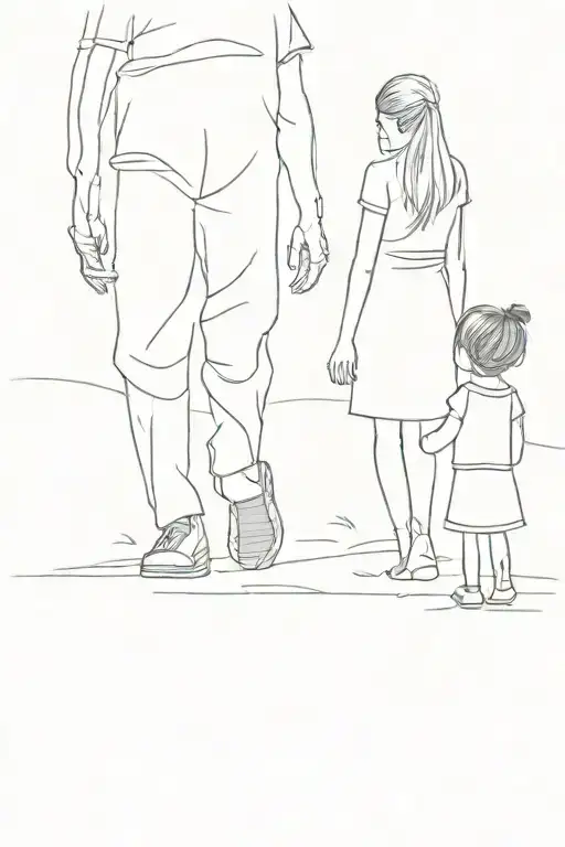 Little Girl With Grandpa In The Shadow Leaves You