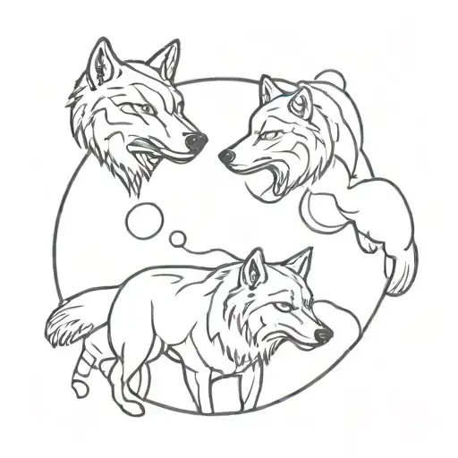 Wolves With Moons In The Background