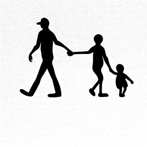 Buck And Baby Doe Walking Together From Side View