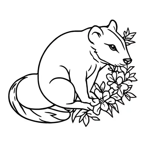 Hufflepuff Badger Outline With Flowers And Vine