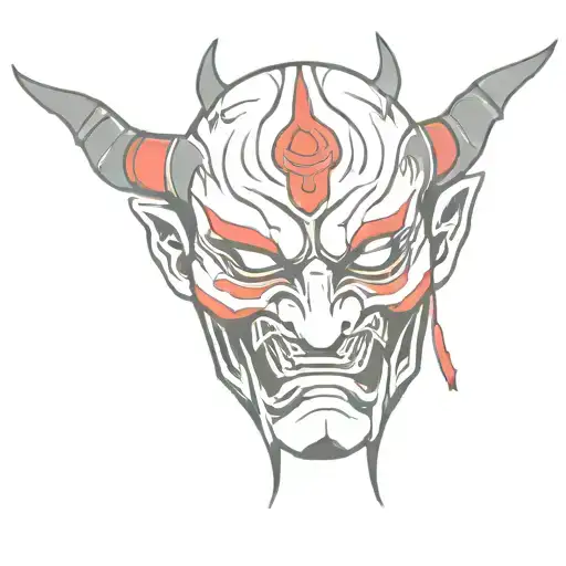 Oni Mask Black Grey With Red Accents