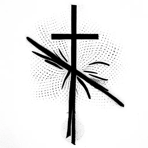 Christian Cross Surrounded By Lilly Flowers