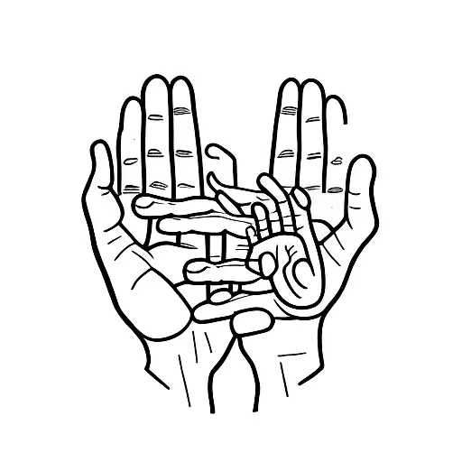 Hand Of Jesus Reaching Down To A Curly Haired Girl Standing