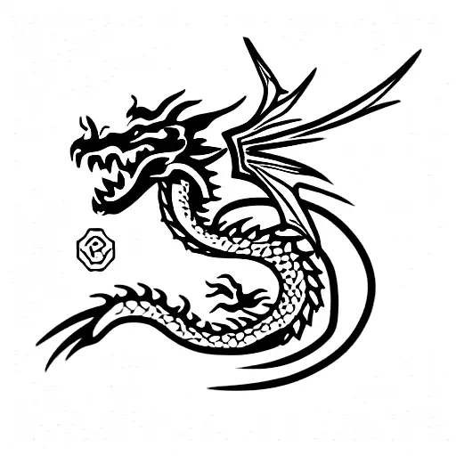 Dragon With Chinese Writing Inside Of It
