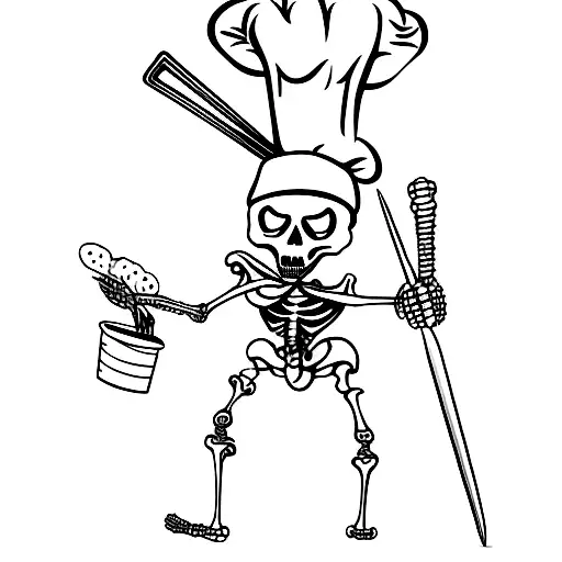Chef Skeleton Preparing Food