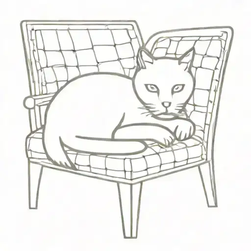 Cat Laying On Houndstooth Chair