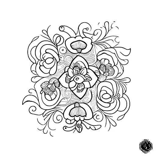 An Artistic Representation Of A Guitar Made Up Of Vibrant Flowers And Leaves