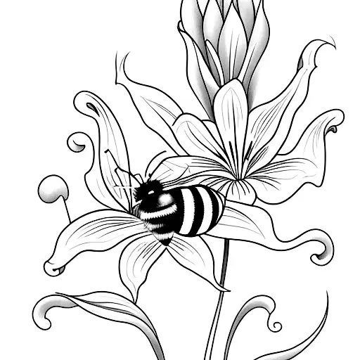 Bee And Butterfly Floating Around A Lilly